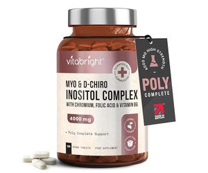 VitaBright Myo-Inositol D-Chiro-Inositol Tablets | 4000mg A Day | 120 Chewable Tablets | Contribute to Hormone Balance for Women | D Chiro & Myoinositol (Vitamin B8) with Chromium, B6 & Folic Acid