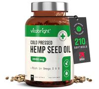 VitaBright Vegan Hemp Oil (for Humans) Omega 3 6 9 Capsules High Strength | 2000mg Daily | 210 Hemp Seed Oil Capsules | 3+ Months | Cold Pressed Virgin Omega 369 Softgels
