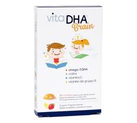 VitaDHA® Brain for Kids | 250 mg Omega-3 DHA, Choline and Vitamin D and B | for The Brain and The Immune System | Sugar Free | Strawberry and Lemon Flavour | 30 Jellies