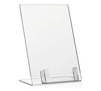 VITAdisplays Advertising display with extra business card compartment, plexiglas, transparent, DIN A5 + visi