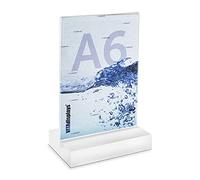 VITAdisplays DIN A6 Advertising Stand with Solid, Satin Plexiglas Base, T-Stand as Table Stand