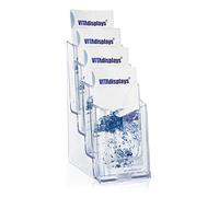 VITAdisplays® DIN lang DL 4 Tier Desk Leaflet Holder Flyer Stand Clear
