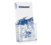 VITAdisplays® DIN long flyer stand (DL, 1/3 A4, 10.5 × 21 cm), transparent (NE-107)