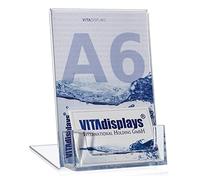 VITAdisplays Pack of 2 DIN A6 Advertising Stands, Clear Acrylic, Polished Finish