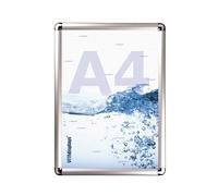 VITAdisplays Rondo Aluminium Clip-on Frame DIN A4 Silver with Anti-Reflective PET Protective Film 25 mm Aluminium Profile