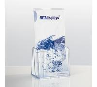 VITAdisplays Table Brochure Stands, Flyer Stands, Brochure Holders (Transparent, DIN Long (DL)) Pack of 5