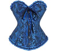 Vitage Plus Size Corset Halloween Costume Bodysuit Shapewear Lingerie Bustier Blue Bustier Blue Corset Lace Up Boned Overbust Gothic