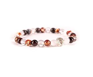 VitaJuwel Gemstone Bracelet From the Heart with Red Agate, Manganocalcite, Garnet, Rock Crystal, Affection, Appreciation, Understanding