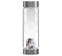 VitaJuwel ViA Flower of Life | Crystal Water Bottle with Amethyst, Aquamarine, Clear Quartz & Flower of Life Ornament