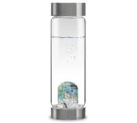 VitaJuwel ViA LONGEVITY | Crystal Water Bottle with Emerald · Aquamarine · Smoky Quartz · Clear Quartz | Vitality · Renewal · Resilience