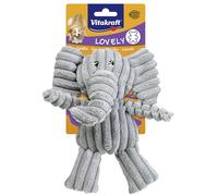 Vitakraft - Elephant Dog Plush Toy - Sound Toy - For Small and Medium Dogs, Adults or Puppies - Gift for Dogs - Soft Textile - Grey
