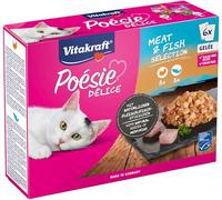Vitakraft Poetry Delight, meat and fish selection, wet cat pate, turkey breast jelly and salmon, no added sugar or cereal (1 pack 6x 85g)