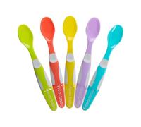 Vital Baby 5 Pack Weaning Spoons, 4m+ Baby Feeding Spoons, Shallow Spoon Tips, Gentle On Gums, EarthSmart Biodegradable, Soft-Grip Handles, BPA Free