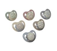 Vital Baby 6 Pack Airflow Dummies, 0-6m+ | Skin-Friendly, Steriliser Case | Open airflow shields help protect delicate skin, with symmetrical teats, day and night designs and a steriliser box.