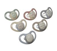 Vital Baby 6 Pack Airflow Dummies, 0-6m+ | Skin-Friendly, Steriliser Case | Open airflow shields help protect delicate skin, with symmetrical teats, day and night designs and a steriliser box.