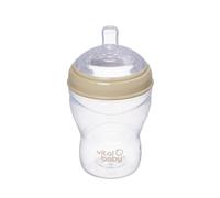 Vital Baby Breast-Like Baby Bottles 240ml, 0m+ 1 Pack | Self-Sterilising | Self-sterilises in three minutes, with a breast-like teat and triple anti-colic valves for comfortable feeding from birth.