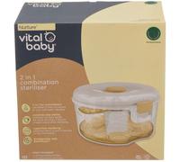 Vital Baby 2-in-1 Microwave & Cold Water Steriliser, EarthSmart BPA-Free, Kills 99.9% in 3min, Clear