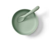 Vital Baby Nourish Silicone Suction Bowl Set - Mess-Free Weaning | Strong Suction Pad | Scooped Bowl and Chunky Spoon | BPA-Free | Easy to Clean | Suitable from 4 Months+ | Crushed Mint