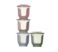 Vital Baby Nourish Store & Wean Food Pots 120ml 4pk 4m+, Leakproof, Stackable, Soft Base, EarthSmart Biodegradable, BPA-Free & Freezer Safe for Baby Food