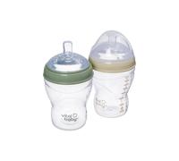 Vital Baby Breast-Like Baby Feeding Bottles 0m+, 240ml, Self-Sterilising in 3 Mins, Triple Anti-Colic Valves, Slow Flow Teats, EarthSmart Biodegradable, BPA-Free, 2 Pack