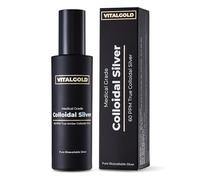 Vital Gold True Colloidal Silver 60 PPM - 100ml Spray Bottle | Small-batch made in the UK • 99.99% pure silver • Seven-stage distilled water • Premium black glass