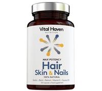 [Vital Haven] Complex Hair Formula - Biotin & Keratin with Vitamin A & E and Coconut - High Strength - 2-Month Supply - Premium Ingredients - for Stronger Hair and Skin - Made in The UK