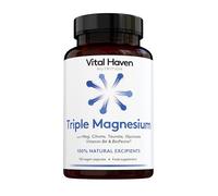 Vital Haven Magnesium Supplement - Citrate + Glycinate + Taurate with Vitamin B6 and BioPerine - 2 Capsules - UK Made