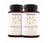 Vital Haven Vitamin D & K Supplement - D3 (4000 IU) + K2 MK7 (125mcg) - Stronger Bones and Immune System - UK Made (Pack of 2)