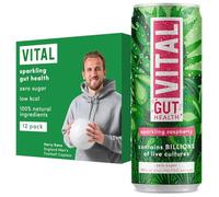 VITAL Raspberry Gut Health Drink Contains 100% of Vitamins C and D, Sugar Free, Zero Calories, Raspberry Flavoured Sparkling Water, Contains 12 x 330ml cans