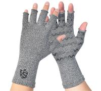 Vital Salveo-Fingerless Compression Arthritis Gloves with Non-Slip for Pain Relief-Rheumatoid, Osteoarthritis Carpal Tunnel Aches (Pair)-Light Grey-XL