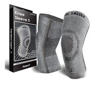 Vital Salveo-Knee Support Brace, Compression knee sleeve of Singular Support with Germanium and Bamboo Charcoal for Pain Relief, Sports and Daily wear(1Pair)-Light Grey- XXX-Large