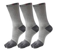 Vital Salveo- Toes Athletic Running Crew Socks, 3 Pairs per Pack- Light Grey (Large)