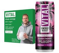 VITAL Sparkling Energy Water, Berry Cherry Flavor, Zero Calories, Plant-Based Sweetener, Contains 13 Vitamins, Natural Ingredients Energy Drink, 12 x 330ml Cans (12-Pack)