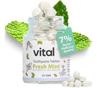Vital Toothpaste Tablets with Nanohydroxyapa, Whitens and Reineralizes Teeth Naturally Without Fluorine or Plastic, Combats Ideal Sensitivity for Travel and Ecological Mint