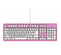 vitalASC 104-Key Large Print Keyboard for Windows and Mac with USB Wired Connection, Spill-Resistant, and Dual Compatibility (Pink)