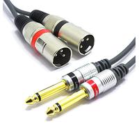VITALCO 2 x XLR Male to 2 x 6.3 mm TS Jack Cable 3 m Microphone Cable 3 Pin Male to Mono Jack Plug Audio Adapter