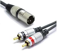 VITALCO XLR Male to 2x RCA 1.5m Cable 3 PIN Microphone to Twin RCA Lead