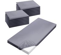 VitalCozy 12 Pcs Daycare Cot Sheets for Sleeping Bulk 48 x 24 Inch Standard Size Preschool Soft Breathable Nap Rest Mat Crib Sheet for Kids Baby Boys Girls (Gray)
