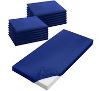 VitalCozy 12 Pcs Daycare Cot Sheets for Sleeping Bulk 48 x 24 Inch Standard Size Preschool Soft Breathable Nap Rest Mat Crib Sheet for Kids Baby Boys Girls (Dark Blue)