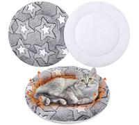 VitalCozy 2 Pack Self Warming Cat Mat Self Heating Pad Bed Reversible Machine Washable Reflects Body Heat Warm Thermal Pet Pad Crate Blanket for Feral and Indoor Cat(16'',Double Star)