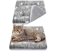 VitalCozy 2 Pack Self Warming Cat Mat Self Heating Pad Bed Reversible Machine Washable Reflects Body Heat Warm Thermal Pet Pad Crate Blanket for Feral and Indoor Cat(Grey,17'' X 17'',Double Star)