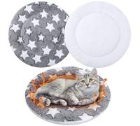 VitalCozy 2 Pack Self Warming Cat Mat Self Heating Pad Bed Reversible Machine Washable Reflects Body Heat Warm Thermal Pet Pad Crate Blanket for Feral and Indoor Cat(Star,16'' X 16'')