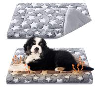 VitalCozy 2 Pack Self Warming Cat Mat Self Heating Pad Bed Reversible Machine Washable Reflects Body Heat Warm Thermal Pet Pad Crate Blanket for Feral and Indoor Cat(Star,20'' X 30'')