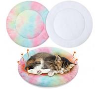 VitalCozy 2 Pack Self Warming Cat Pad Self Heating Pad Bed Reversible Machine Washable Reflects Body Heat Warm Thermal Pet Mat Crate Blanket for Feral and Indoor Cat(12'',Tie Dye)