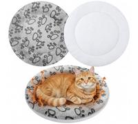 VitalCozy 2 Pack Self Warming Cat Pad Self Heating Pad Bed Reversible Machine Washable Reflects Body Heat Warm Thermal Pet Mat Crate Blanket for Feral and Indoor Cat (16'',Grey Dog Paw)