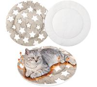 VitalCozy 2 Pack Self Warming Cat Pad Self Heating Pad Bed Reversible Machine Washable Reflects Body Heat Warm Thermal Pet Mat Crate Blanket for Feral and Indoor Cat(16'',Apricot Large Star)