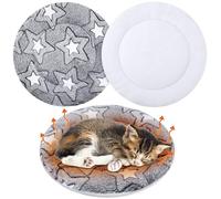 VitalCozy 2 Pack Self Warming Cat Pad Self Heating Pad Bed Reversible Machine Washable Reflects Body Heat Warm Thermal Pet Mat Crate Blanket for Feral and Indoor Cat (12'',Double Star)