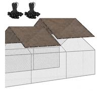 VitalCozy 2 Pcs Chicken Coop Cover 90% Shade Cloth 11.5 x 6.6 ft Mesh Tarp Brown Chicken Run Cages Cover with Ball Bungees Cord Sunproof Net for Outdoor Garden Patio Plant Greenhouse