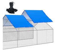 VitalCozy 2 Pcs Chicken Coop Cover Waterproof 11.5 x 6.6 ft Chicken Run Cover Coop Tarp Accessories for Winter with 50 Pcs Ball Bungees Cords for Outdoor (Blue)