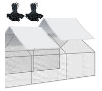 VitalCozy 2 Pcs Outdoor Metal Chicken Coop Cover with 50 Pcs Ball Bungees Cords Waterproof and Sun Resistance Fence Chicken Cages Cover for Outdoor Large Walk in Chicken Run Pen (14.5 x 6.6 ft)